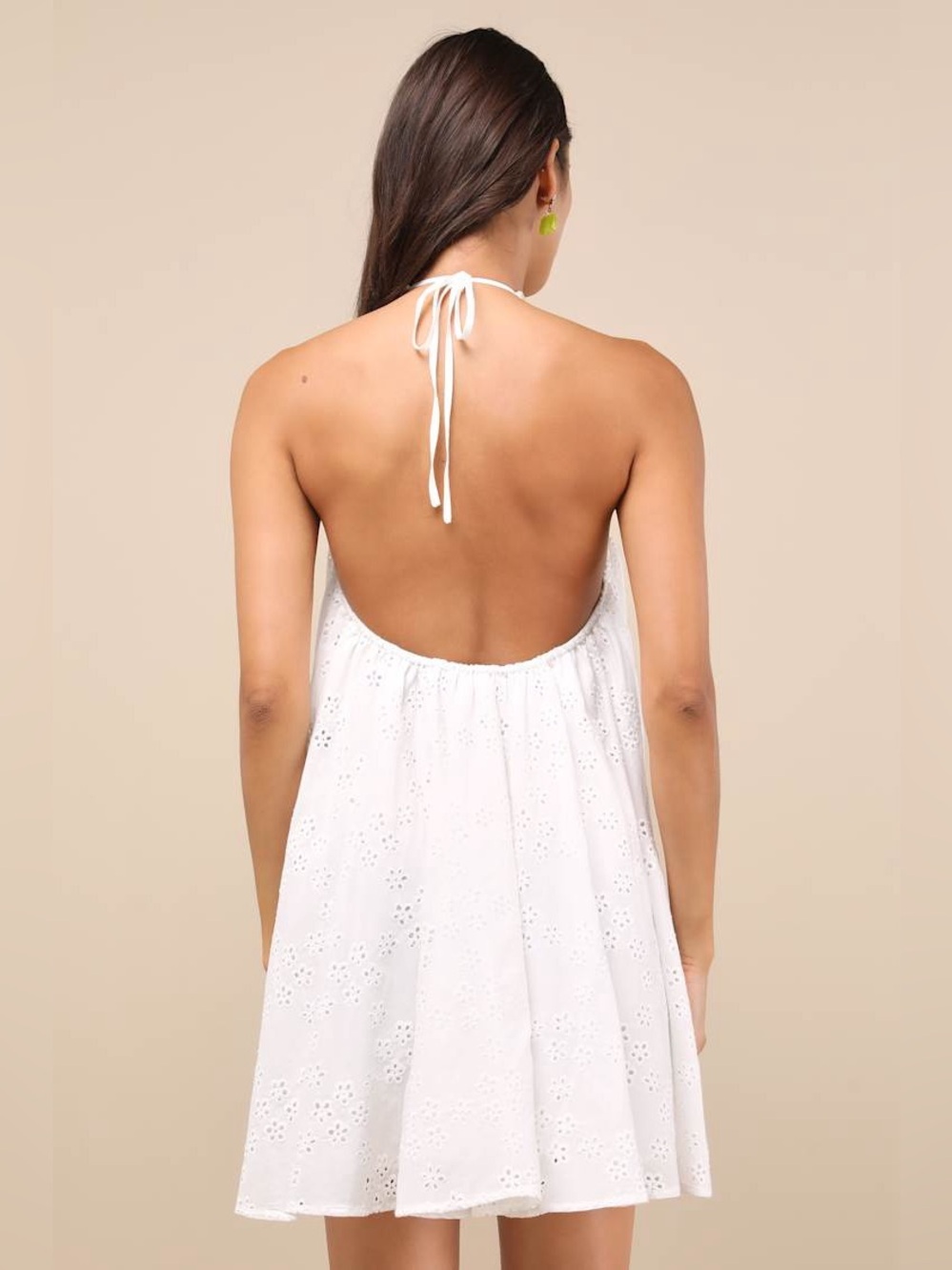 NWT Lulus Mina White Eyelet Embroidered Shift Mini Dress Size Small - Picture 3 of 8